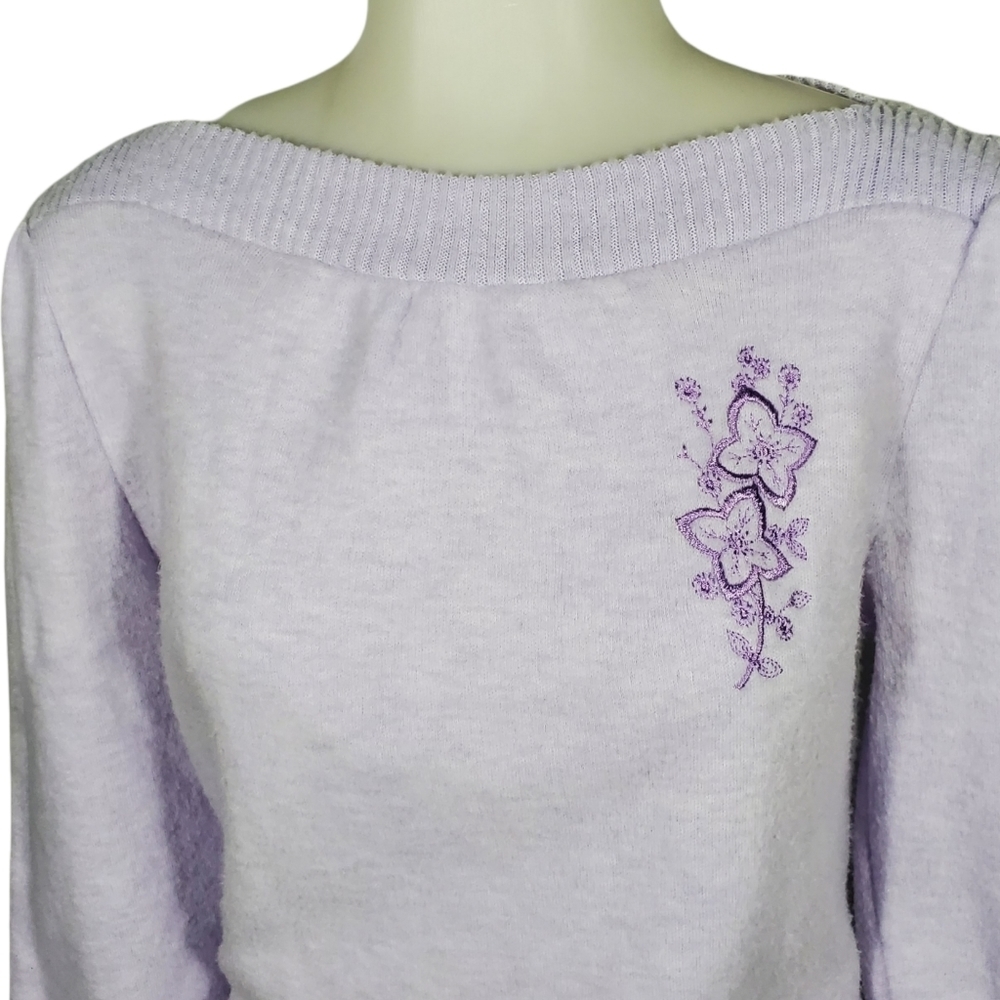 VARIETY Purple Boatneck Embroidered Sweater sizeM - Picture 10 of 13
